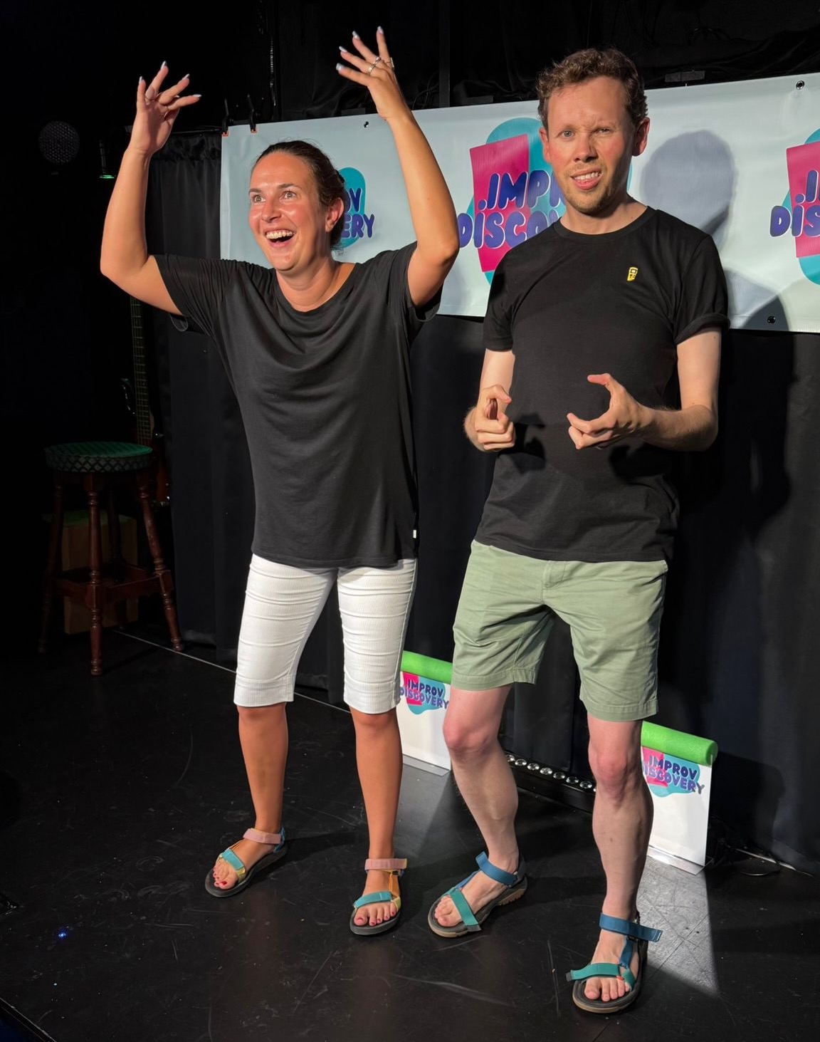 Anthony performing improv