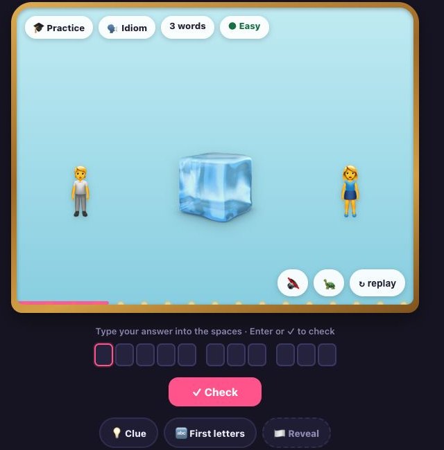 Two emoji actors performing around an ice cube on the Emojo stage